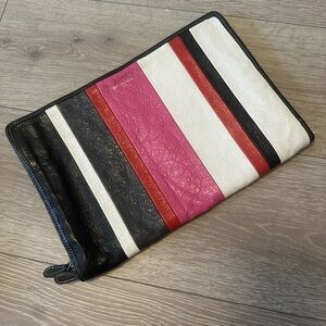 Balenciaga Multicolor Striped Clutch Bag